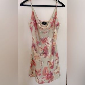 NWT VICI watercolor floral drape cowl slip on dress extra large